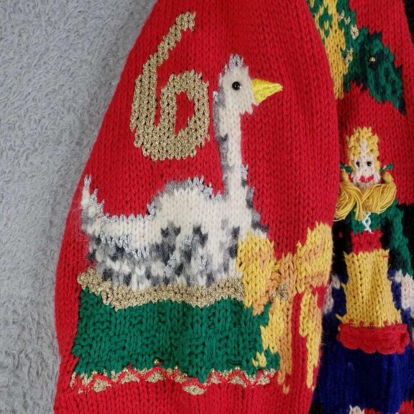 Vtg Marisa Christina Sweater Womens Medium 12 Days of Christmas Cardigan 90s - Picture 13 of 16